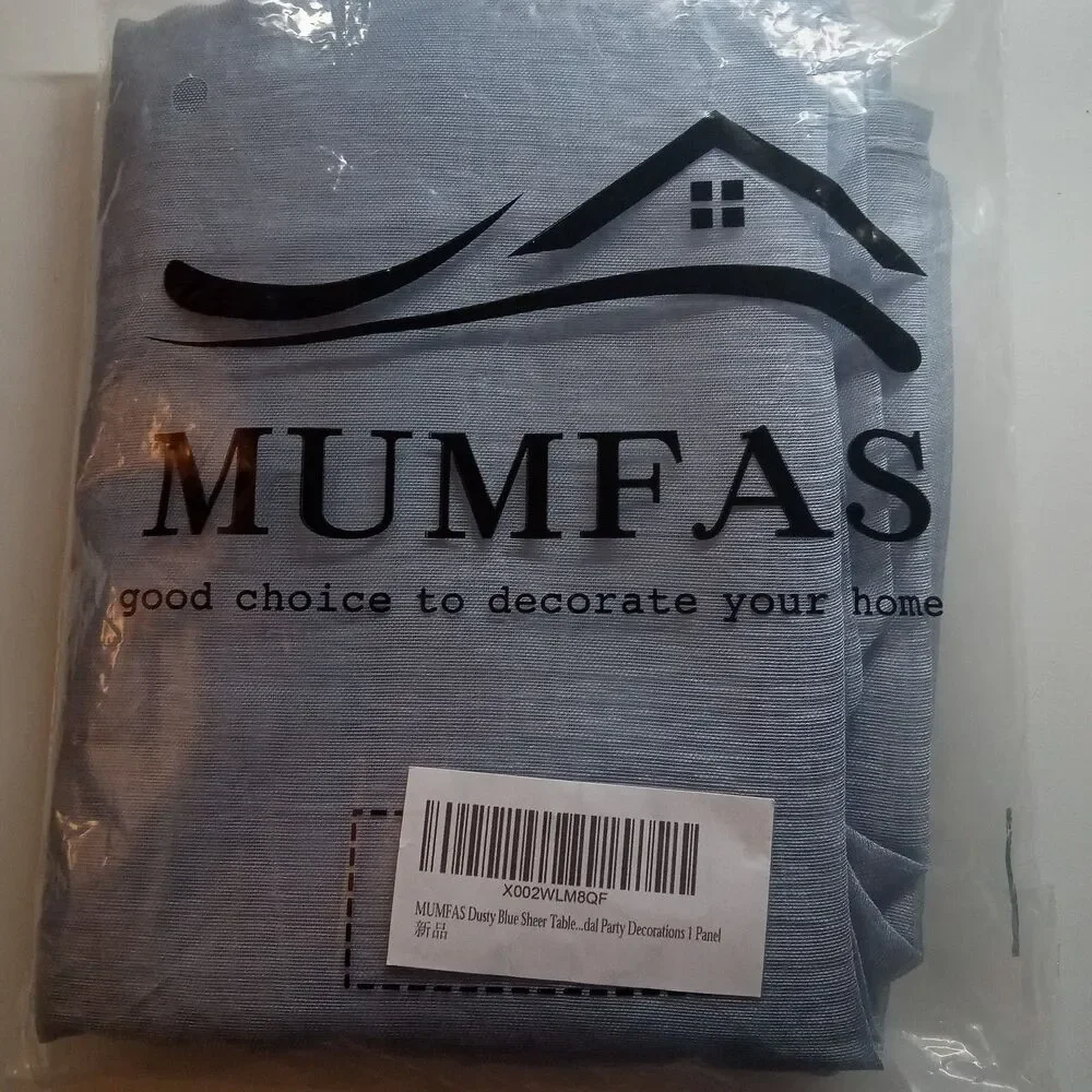 MUMFAS Dusty Blue Chiffon Table Runner Sheer Wedding Runner 34x122 Inches...